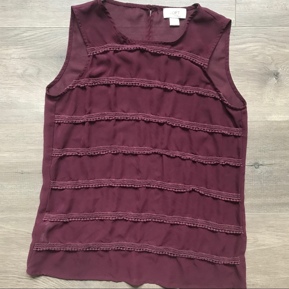🌸LOFT Sheer Maroon Tank